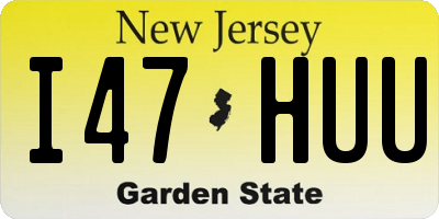 NJ license plate I47HUU