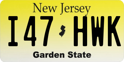 NJ license plate I47HWK