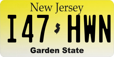NJ license plate I47HWN
