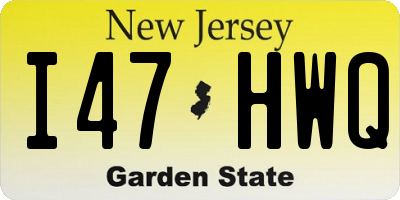 NJ license plate I47HWQ