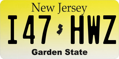 NJ license plate I47HWZ