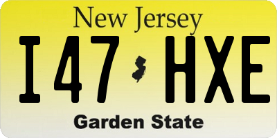 NJ license plate I47HXE