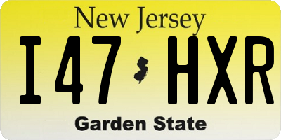 NJ license plate I47HXR