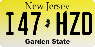 NJ license plate I47HZD