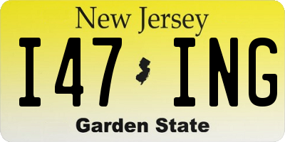 NJ license plate I47ING