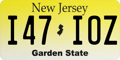 NJ license plate I47IOZ