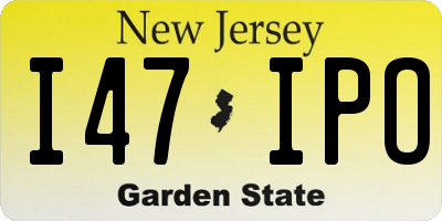 NJ license plate I47IPO