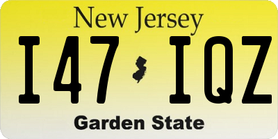 NJ license plate I47IQZ