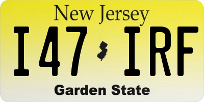 NJ license plate I47IRF