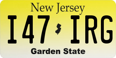 NJ license plate I47IRG