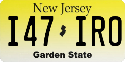 NJ license plate I47IRO