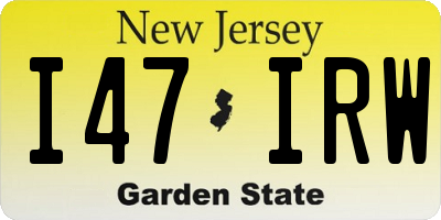 NJ license plate I47IRW