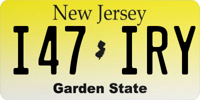 NJ license plate I47IRY