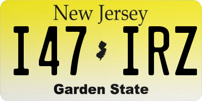 NJ license plate I47IRZ