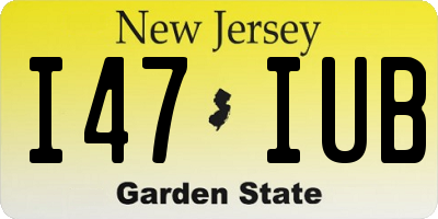 NJ license plate I47IUB