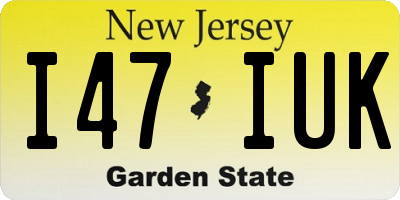 NJ license plate I47IUK
