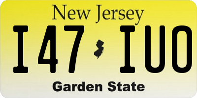 NJ license plate I47IUO