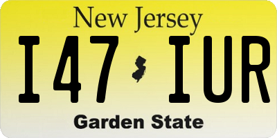 NJ license plate I47IUR