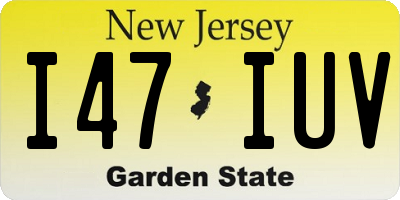 NJ license plate I47IUV