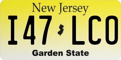 NJ license plate I47LCO