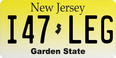 NJ license plate I47LEG