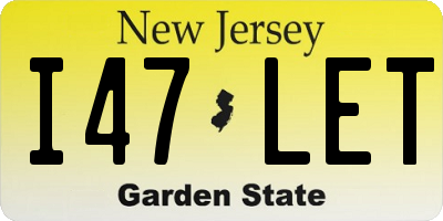 NJ license plate I47LET
