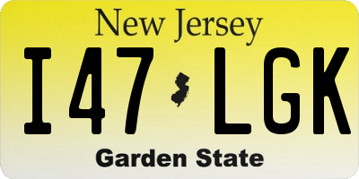 NJ license plate I47LGK