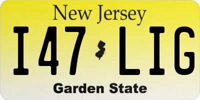 NJ license plate I47LIG