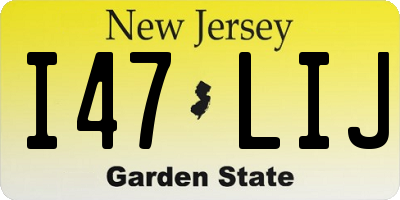 NJ license plate I47LIJ