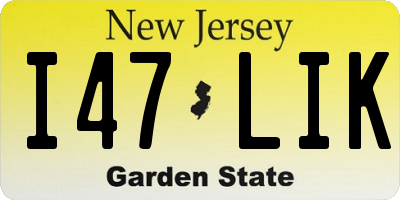NJ license plate I47LIK