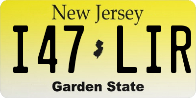 NJ license plate I47LIR