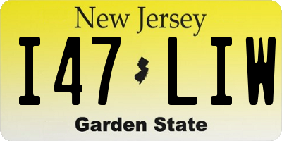 NJ license plate I47LIW