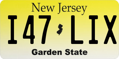 NJ license plate I47LIX