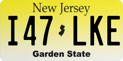 NJ license plate I47LKE