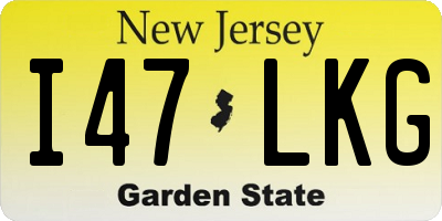 NJ license plate I47LKG