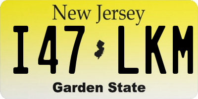 NJ license plate I47LKM