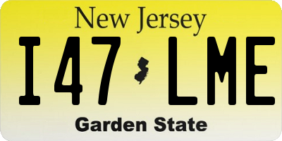 NJ license plate I47LME