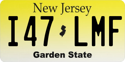 NJ license plate I47LMF
