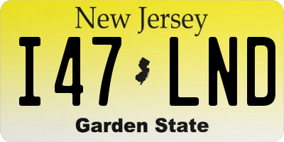 NJ license plate I47LND