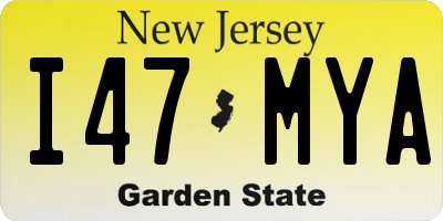 NJ license plate I47MYA