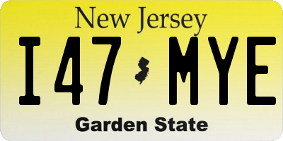 NJ license plate I47MYE