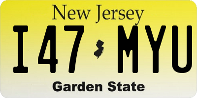NJ license plate I47MYU