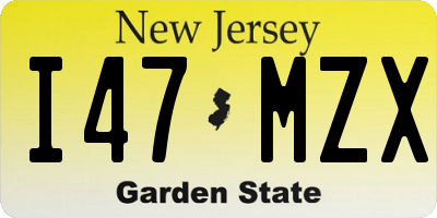 NJ license plate I47MZX