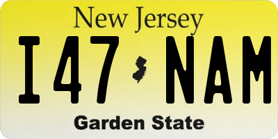 NJ license plate I47NAM