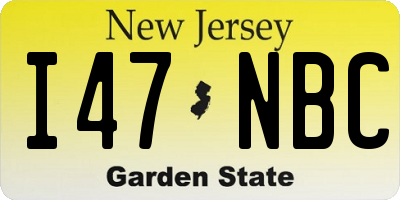 NJ license plate I47NBC