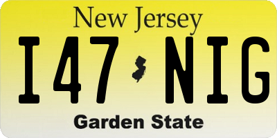 NJ license plate I47NIG