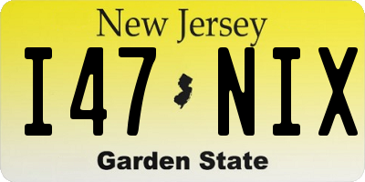 NJ license plate I47NIX
