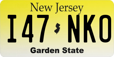 NJ license plate I47NKO