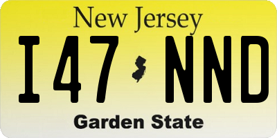 NJ license plate I47NND