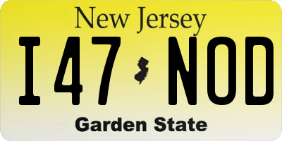 NJ license plate I47NOD